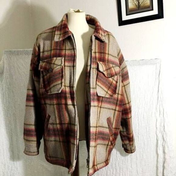 Riveted Wear Xenon Men Tan/Brown Plaid Jacket Men Size Large - Picture 9 of 13